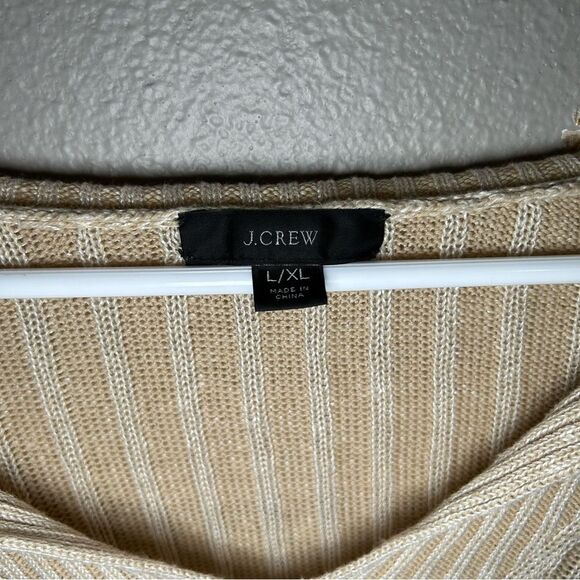 J. Crew neutral relaxed cotton linen blend collared sweater women’s size L XL - Picture 10 of 13